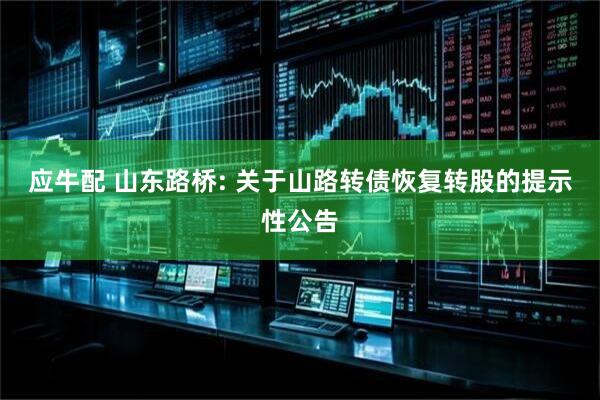 应牛配 山东路桥: 关于山路转债恢复转股的提示性公告
